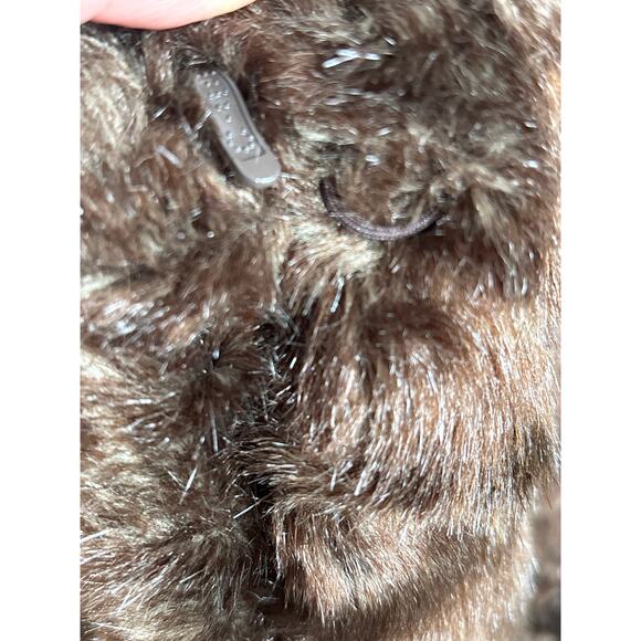 Dennis Basso Coat Women's Size Large Brown Faux Fur Lined Snow Winter Jacket - Picture 9 of 15